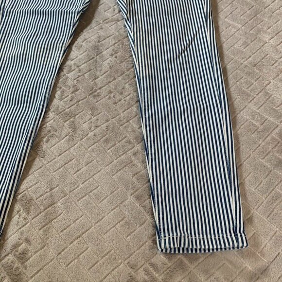 Banana Republic Women 26 Denim Jeans Blue White Striped Skinny High Rise Stretch - Picture 4 of 13